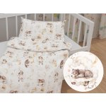 Biante Dětské bavlněné povlečení do postýlky Medvídci zajíčci a veverky v oblacích na bílém 90 x 140 cm 50 x 70 cm – Zboží Dáma