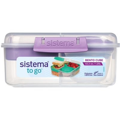 Sistema Box svačinový 1,25 l Bento Cube To Go transparentní/fialová – Zboží Dáma