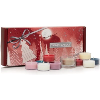 Yankee Candle Vánoční dárková sada čajové svíčky 10ks + svícen