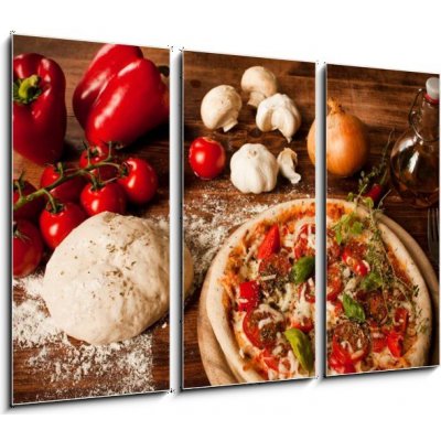 Obraz 3D třídílný - 105 x 70 cm - Pizza pizza vegetarián hlavní jídlo dne – Zbozi.Blesk.cz