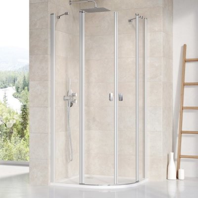 Ravak CHROME CSKK4 - 80 satin+Transparent, čtvrtkruhový 80 x 80 cm, profily matný hliník, čiré sklo – Zboží Mobilmania