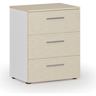 Primo Kancelářská komoda ke stolu WHITE, 740 x 600 x 420 mm, bílá/bříza – Sleviste.cz