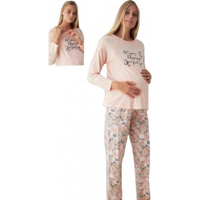 Luxusní pyžamo těhotenské a kojící 1D1013 růžová