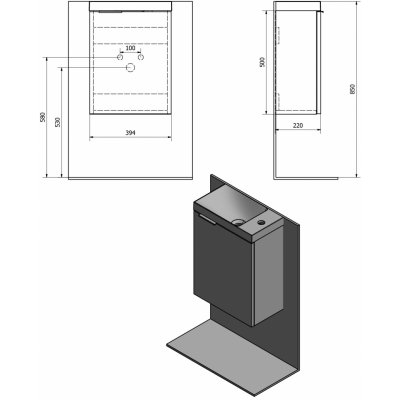 SAPHO LATUS X umyvadlová skříňka 39,4x50x22cm, dub alabama LT110-2222 – Zboží Mobilmania
