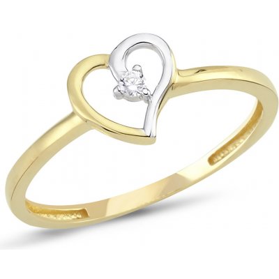 Lillian Vassago Zlatý prsten se zirkonem s motivem srdce LLV66 GR115Y – Zboží Mobilmania