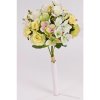 Květina kytice mini růže, hortenzie 35 cm bílo žlutá