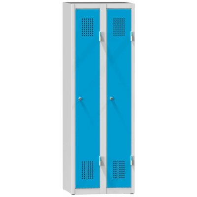 Polak Kovová šatní skříňka dvoudveřová XS62-15 světle šedá modrá