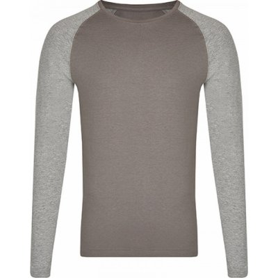 Módní unisex tričko s dlouhými kontrastními rukávy Miners Mate šedé triko s melírovými rukávy MY210