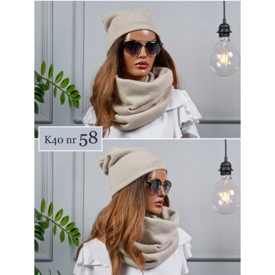 Fashionweek moderni zimní set čepice a šála,pletený tunel FAN01/K40 Béžový – Zboží Mobilmania