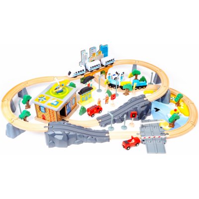 Aga4Kids Dřevěná vláčkodráha 95 dílů na baterie – Zboží Dáma
