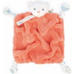 Kaloo plyšový medvěd mazlíček Plume Doudou Bear Coral korálový 20 cm pro miminka v dárkovém balení