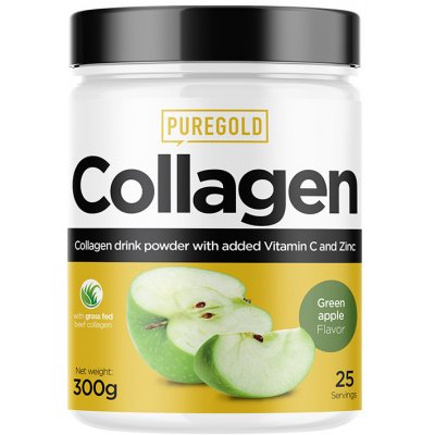 PureGold Kolagen Bovine + vit. C Příchuť Zelené jablko 300 g – Zboží Mobilmania