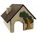 JK ANIMALS Dřevěný domek se stromkem a komínem pro křečky 14 x 10 x 11 cm – Hledejceny.cz