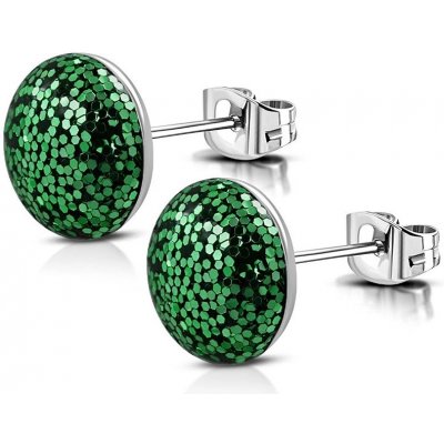 Šperky eshop z oceli kroužek posetý třpytkami zelené barvy puzetové zapínání AA16.17 – Zboží Mobilmania