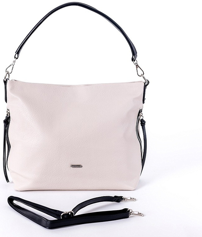 David Jones Paris Středně velká kabelka na rameno i crossbody 6727-2A slonově bílá