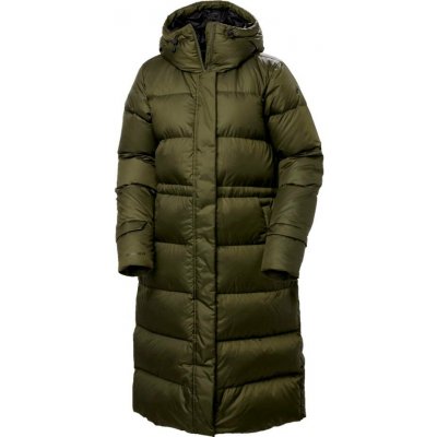 Helly Hansen Essence Long Down Coat utility green/snow – Zboží Mobilmania