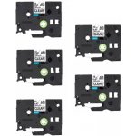 Tonery Náplně Kompatibilní páska Brother TZ-131 / TZe-131, 12mm x 8m, černý tisk / průhledný podklad 5-PACK – Hledejceny.cz