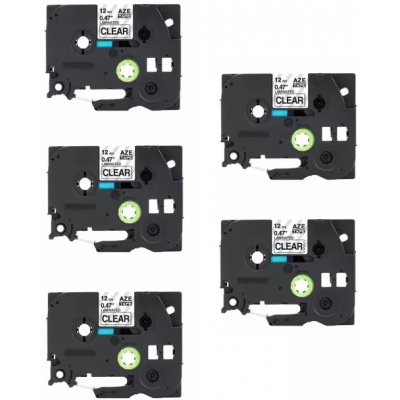 Tonery Náplně Kompatibilní páska Brother TZ-131 / TZe-131, 12mm x 8m, černý tisk / průhledný podklad 5-PACK – Hledejceny.cz