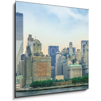 Obraz 1D - 50 x 50 cm - New York City skyline from New Jersey with World Trade Center featured as landmark of the Twin Towers. Lower Manhattan in NYC, United States. Pan