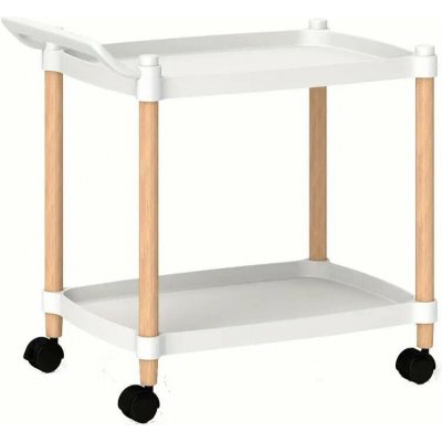 Servírovací stolek kolečka bukové dřevo plast přírodní bílá NoBi DONKO – Zboží Dáma