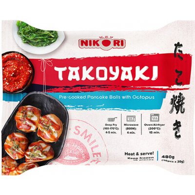 Nikori Takoyaki předvařené kuličky s chobotnicí 480 g – Sleviste.cz
