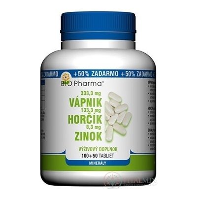 Bio Pharma Vápník Hořčík Zinek 150 tablet