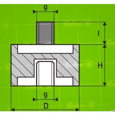 Silentblok B - D70 - H45 - M12/37mm x M12 – Zboží Dáma