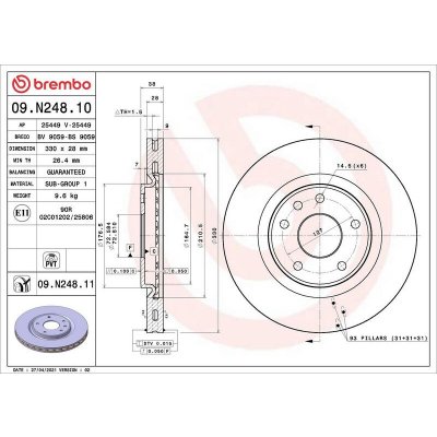 Brzdový kotouč BREMBO 09.N248.11 - CHRYSLER, FIAT, LANCIA – Hledejceny.cz