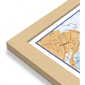 Excart Maps Svět - nástěnná politická mapa 195 x 120cm (ČESKY) Varianta: mapa v dřevěném rámu, Provedení: Pegi přírodní