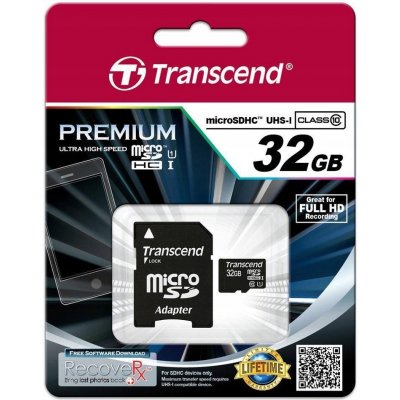Transcend microSDHC 32 GB Class 10 TS32GUSDC10 – Sleviste.cz