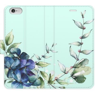 Pouzdro iSaprio Flip s kapsičkami na karty - Blue Flowers Apple iPhone 6 / 6S – Zboží Mobilmania