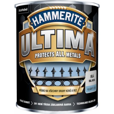 Akzo Nobel Hammerite ULTIMA barva hladká 3v1 přímo na rez a všechny druhy kovů šedá RAL 7042, 0,75L , Stupeň: lesk – HobbyKompas.cz