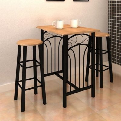 vidaXL Barový stůl a stoličky sada 3 kusů ze dřeva a oceli