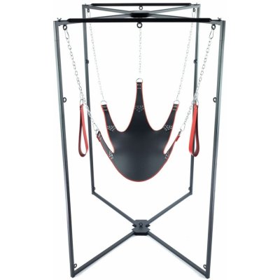 Mr Sling Complete Sling Kit Black-Red, erotická houpačka s rámem pro uchycení, smyčky na nohy + příslušenství – Zboží Dáma