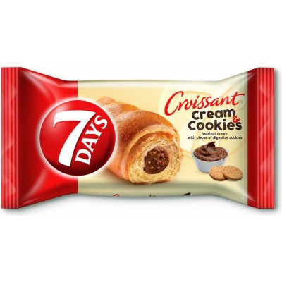 7 Days Croissant Cream & Cookies s lískooříškovým krémem s kousky sušenek 60 g – Zboží Mobilmania