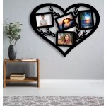 Dřevěné srdce na zeď - Fotorámeček na 4 fotografie - pro fotografie 10x15 cm (61x47 cm) – Sleviste.cz