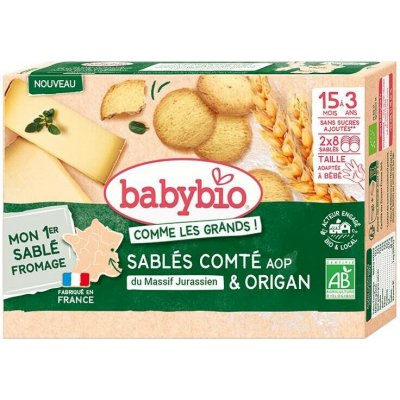 BABYBIO křehké sušenky se sýrem Sablé Comté a oregánem 72 g – Sleviste.cz
