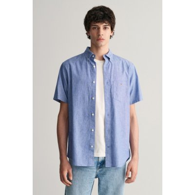 Gant košile reg cotton linen SS shirt modrá
