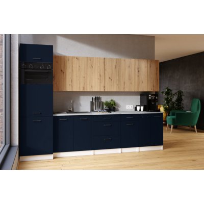 FRONTI Kuchyňská linka PALINI 300 cm Marine blue/Dub artisan – Zbozi.Blesk.cz