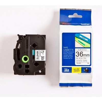 Páska Brother TZE-261, 36mm, bílá/černá, laminovaná, délka 8m – Zboží Živě