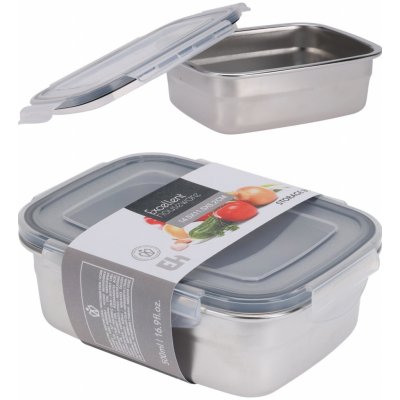 M.A.T. Group Dóza obdélníková nerez + PH víčko s klick uz. 0,5 l 14,5 x 11,5 x 5,2 cm – Zboží Dáma