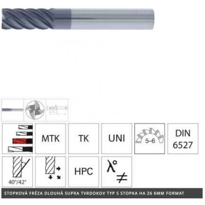 Format EX 7422240600 Stopková fréza tvrdokov pr. 6 mm Z6, dlouhá, DIN 6527 Supra typ S – Zboží Mobilmania