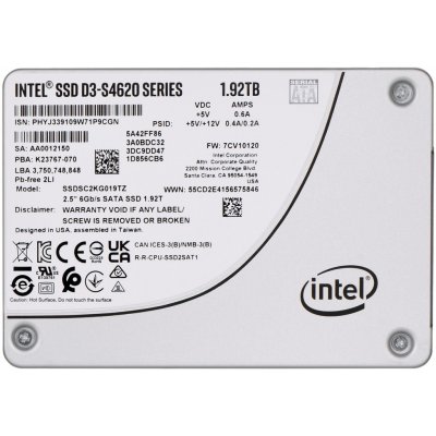 Intel D3-S4620 1,92TB, SSDSC2KG019TZ01 – Hledejceny.cz