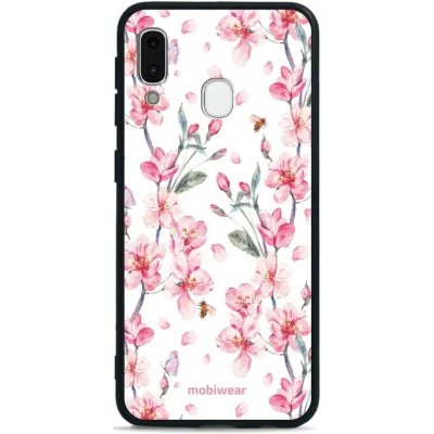 Pouzdro Mobiwear Glossy Samsung Galaxy A20e - G033G - Růžové květy – Zboží Mobilmania