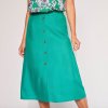 Dámská sukně Blancheporte jednobarevná sukně na knoflíky eco-friendly viskóza zelená