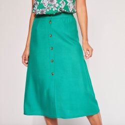 Blancheporte jednobarevná sukně na knoflíky eco-friendly viskóza zelená