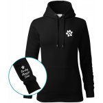 Dámská mikina s kapucí PSÍ TLAPKA a jména psů na rukávu Černá Bílý – Zboží Dáma