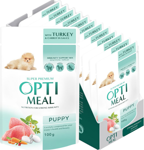 Optimeal Superpremium Puppy s krůtím masem a mrkví v omáčce 12 x 100 g