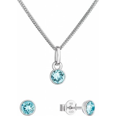 Evolution Group sada šperků s krystaly Swarovski náušnice řetízek a přívěsek modré 39177.3 lt. turquoise