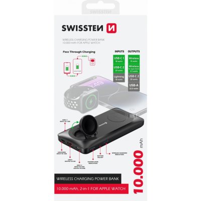 Swissten FAST CHARGE 10000 mAh Lightning a USB-C černá – Sleviste.cz